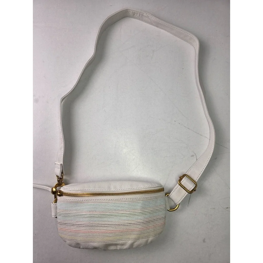 HOBO Fern Belt Bag‎ White Leather Zip Crossbody Shoulderbag